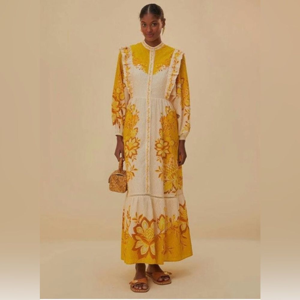NWT Farm Rio Aura Cream Floral Maxi Dress. Size XXS.
